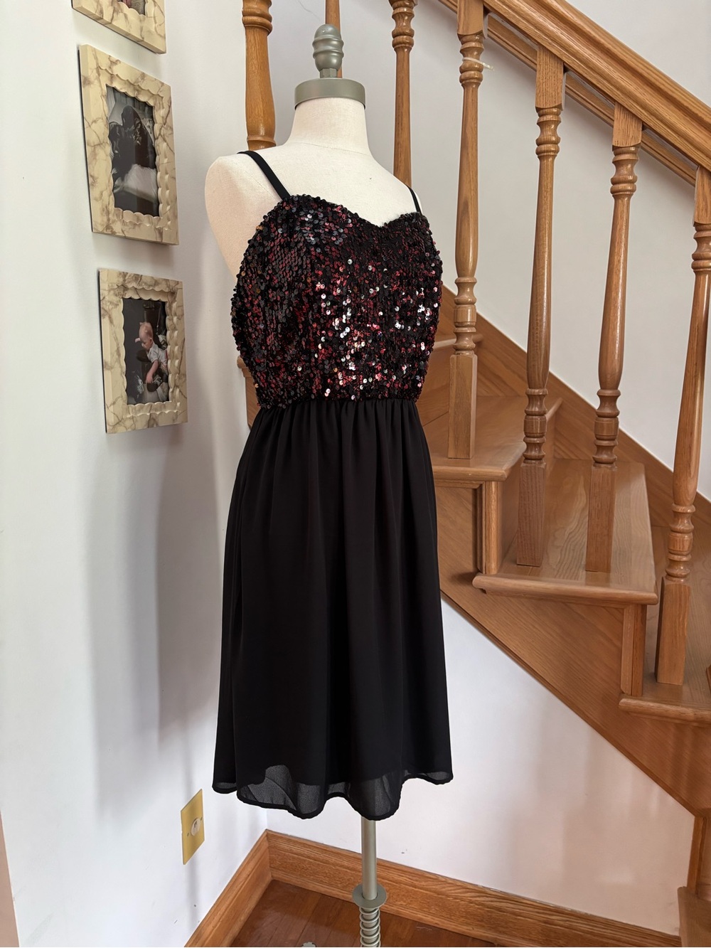 Torrid Black and Red Sequins Spaghetti Strap Dress
